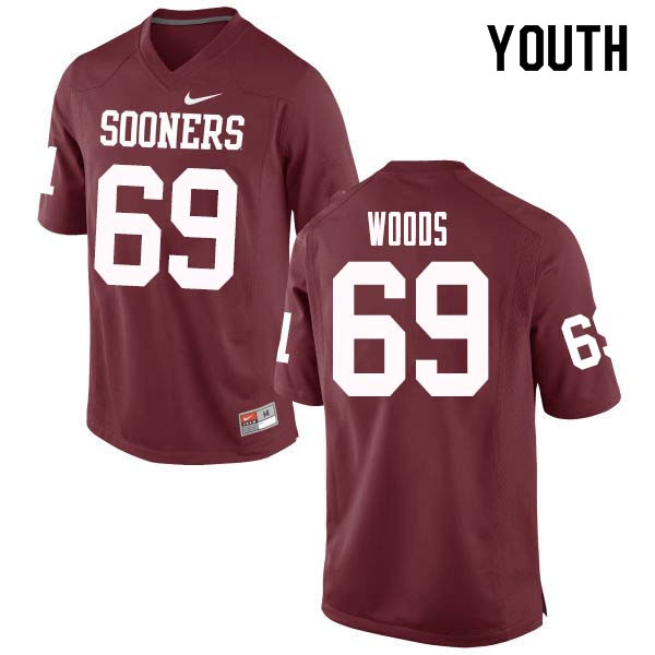 Youth #69 Clayton Woods Oklahoma Sooners College Football Jerseys Sale-Crimson